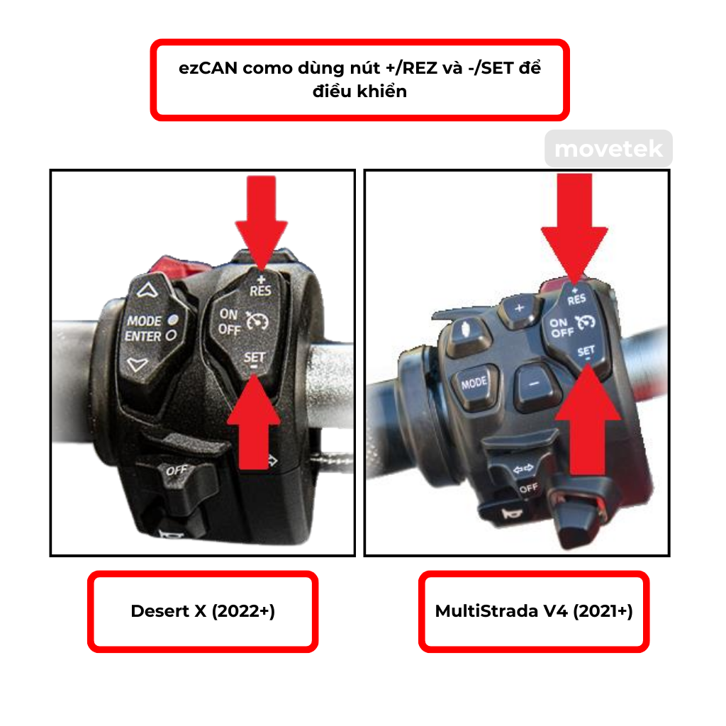 Các nút điều khiển ezCAN Como +/RES và -/SET