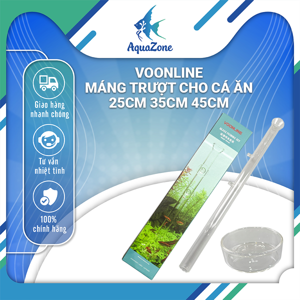 Bộ máng trượt cho cá ăn Voonline dài 25cm 35cm 45cm bằng thủy tinh trong suốt