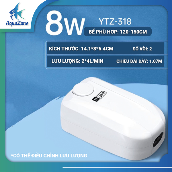 Máy sủi oxy siêu êm Yee 1 vòi 2 vòi 3.5w ~ 8w