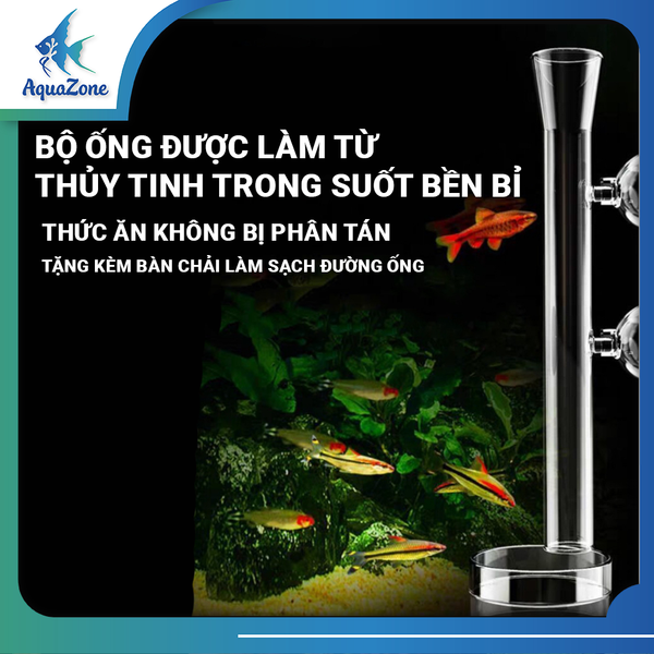 Bộ máng trượt cho cá ăn Voonline dài 25cm 35cm 45cm bằng thủy tinh trong suốt