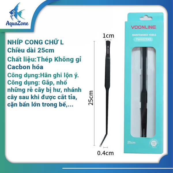 nhíp cong chữ L vooline thép không gỉ cacbon