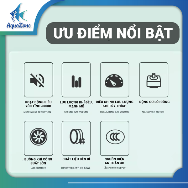 Máy sủi oxy siêu êm Yee 1 vòi 2 vòi 3.5w ~ 8w