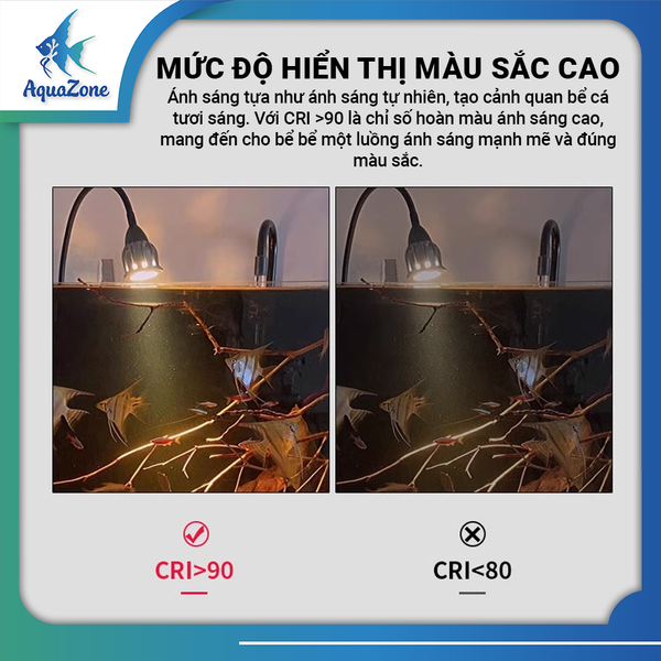 Đèn rọi Quanlong DL01 cho bể cá thủy sinh 7W màu vàng, trắng, chuyển đổi 3 màu