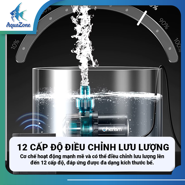 Máy bơm nước hồ cá Cherlam thay đổi tần số 12 cấp độ