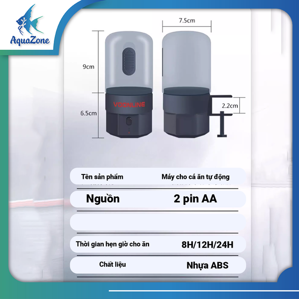 Máy cho cá ăn tự động Voonline pin AA tiện lợi hẹn giờ 8H 12H 24H
