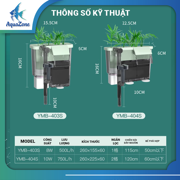 Lọc thác Yee pro 8w 10w kết hợp trồng cây cho bể cá, thủy sinh