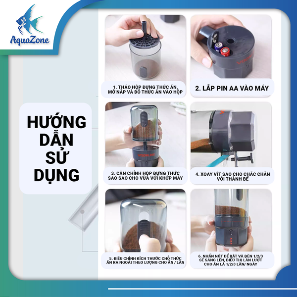 Máy cho cá ăn tự động Voonline pin AA tiện lợi hẹn giờ 8H 12H 24H