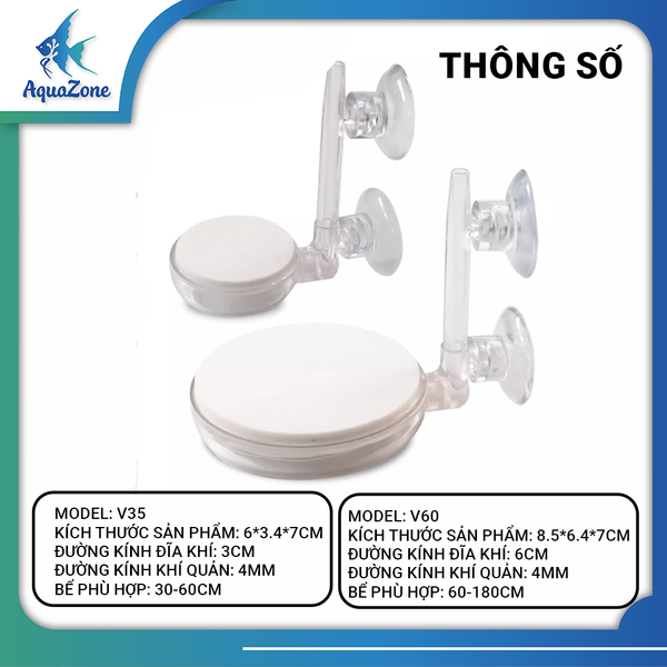 Cốc sủi oxy Voonline cao cấp 18mm, 35mm, 60mm cho bể cá siêu mịn