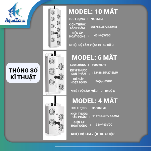 máy tạo khói 4 mắt 6 mắt 10 mắt 12 mắt cho bể cá, tạo phun sương