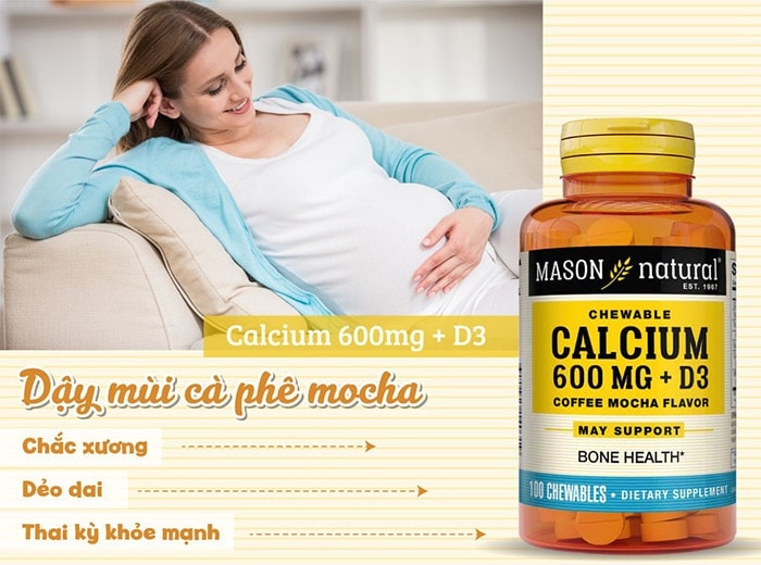 Mason Natural Calcium 600mg + D3 giúp bổ sung Canxi bảo vệ xương khớp.