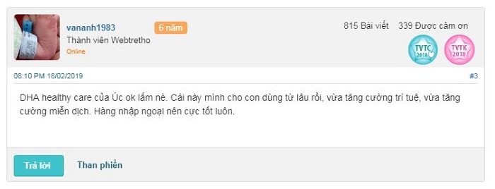 Review của khách hàng về DHA Healthy Care.