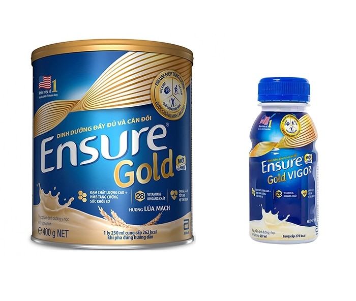 Sữa Ensure Gold và Ensure Gold Vigor nước.