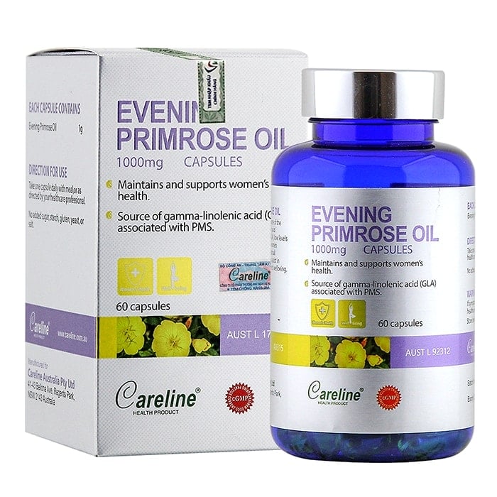 Careline Evening Primrose Oil 1000mg - tinh dầu hoa anh thảo giúp cân bằng nội tiết tố nữ.