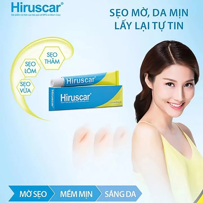 Hiruscar giúp mờ sẹo cho da trắng sáng và mềm mịn hơn.