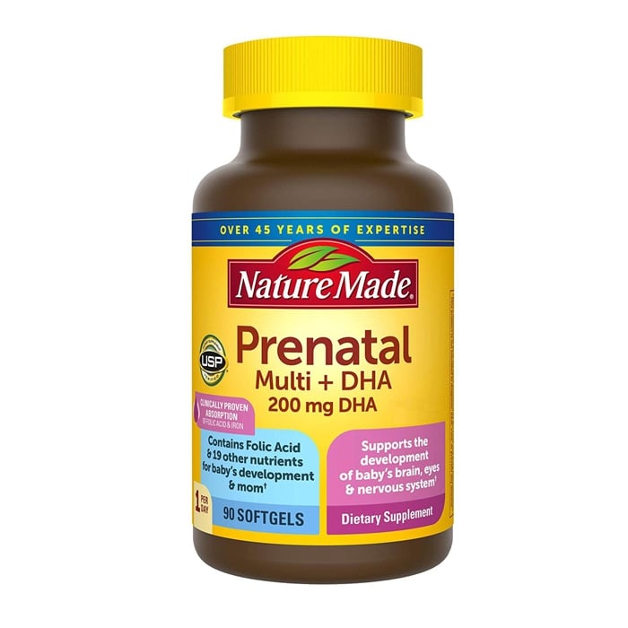 Nature made Prenatal Multi + DHA ngăn ngừa biến chứng nguy hiểm trong thai kỳ cho bà bầu.