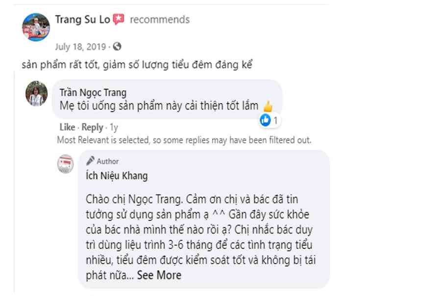 Review của khách hàng về viên uống Ích niệu khang