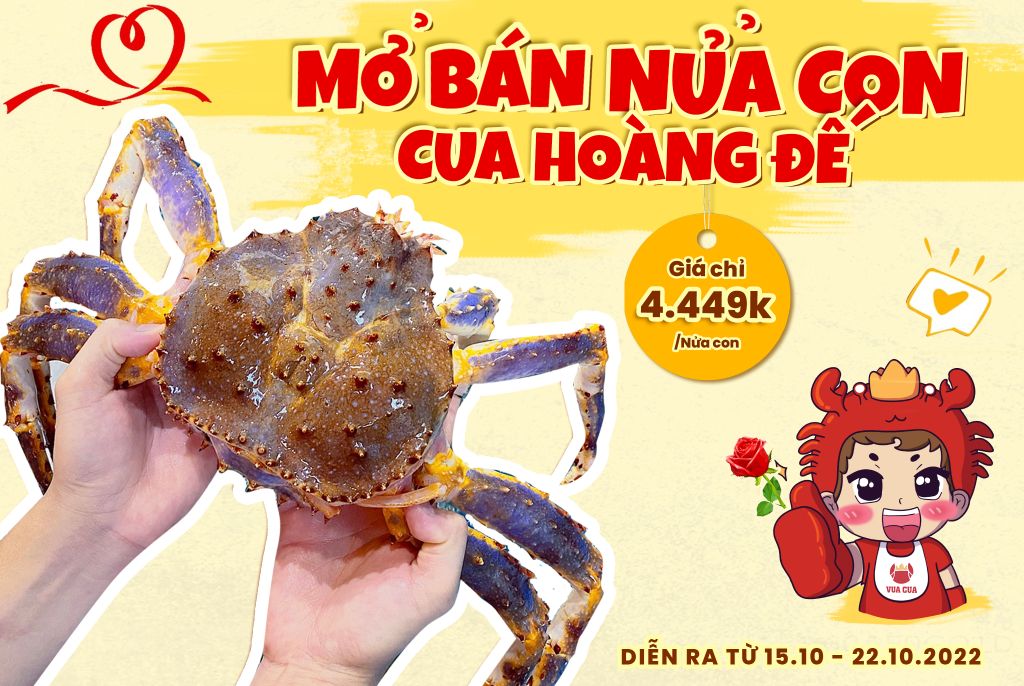 Mừng 20/10 - Mở bán nửa con cua hoàng đế giá chỉ 4.449.000/ nửa con.