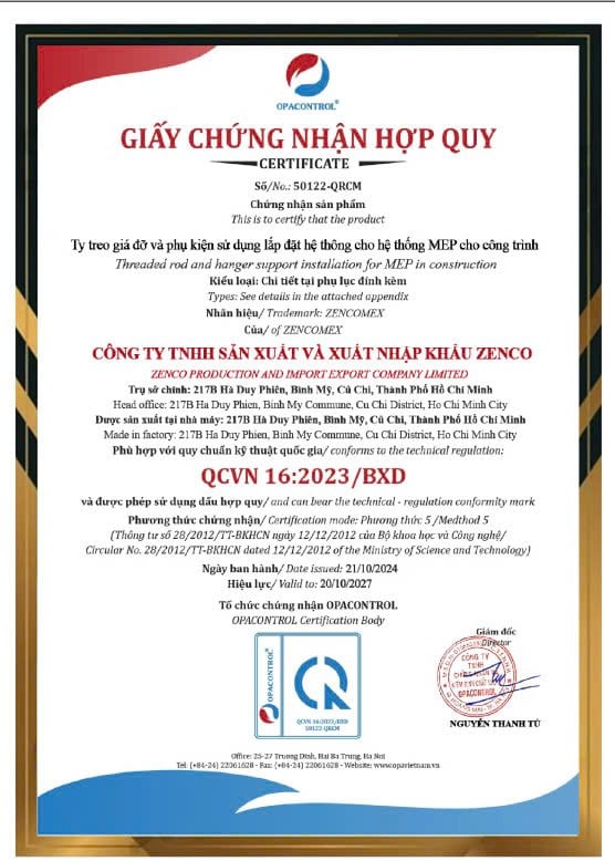 Giấy chứng nhận hợp quy OPACONTROL giả mạo