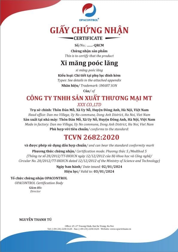 mẫu giấy cnhc xi măng poóc lăng