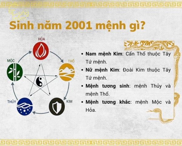 Sinh năm 2001 mệnh gì?