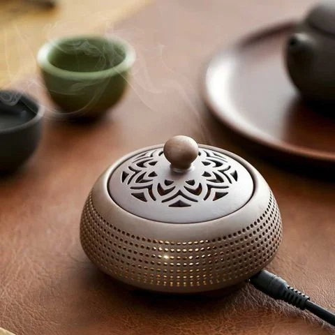 Lư điện xông trầm hỗ trợ hẹn giờ - Tử sa thấp