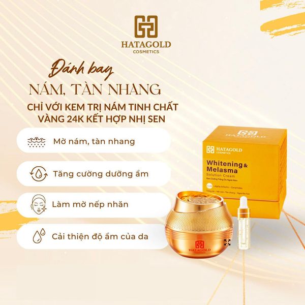 ĐÁNH BAY NÁM, TÀN NHANG CHỈ VỚI KEM TRỊ NÁM TINH CHẤT VÀNG 24K KẾT HỢP NHỊ SEN