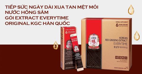 Tiếp sức cho ngày dài xua tan mệt mỏi với Nước Hồng Sâm Gói Extract Everytime Original KGC Hàn Quốc