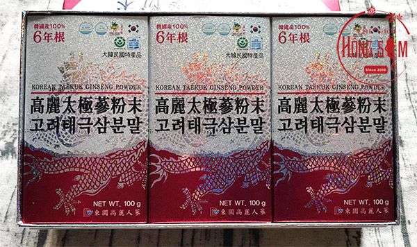 Hình ảnh bột hồng sâm thái cực Dongil hộp 3 lọ * 100g chính hãng Hàn Quốc