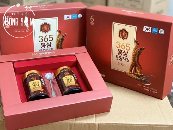 Hình ảnh cao hồng sâm đông trùng hạ thảo 365 hộp 2 lọ * 240g chính hãng Hàn Quốc