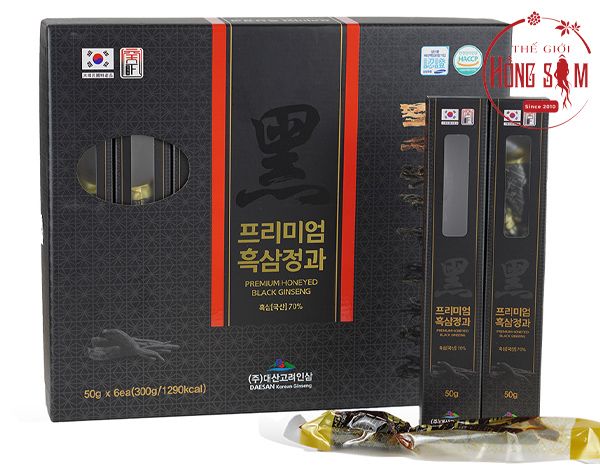 Hắc sâm củ tẩm mật ong Daesan hộp 300g (6 củ) chính hãng Hàn Quốc