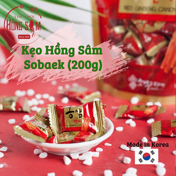 Kẹo hồng sâm Sobaek gói 200g chính hãng Hàn Quốc