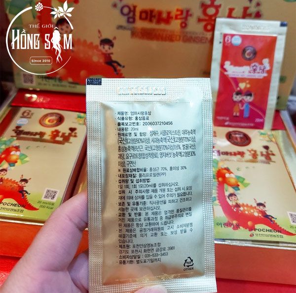 Hình ảnh gói nước hồng sâm baby Pocheon chính hãng Hàn Quốc 20ml