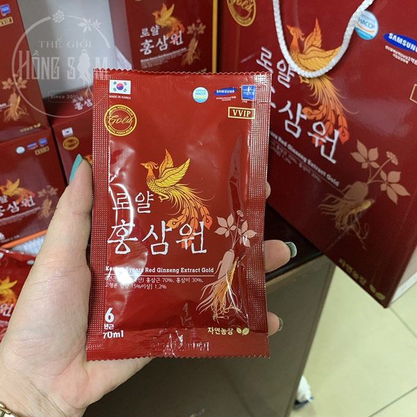 Hình ảnh sản phẩm nước hồng sâm Hoàng Gia Gold hộp 30 gói x 70ml chính hãng Hàn Quốc