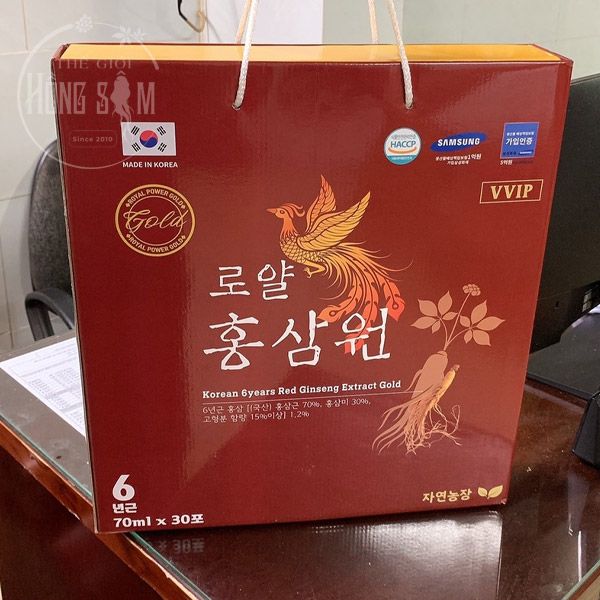 Nước hồng sâm Hoàng Gia Gold hộp 30 gói x 70ml chính hãng Hàn Quốc.