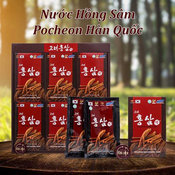 Nước hồng sâm Pocheon hộp 30 gói x 70ml chính hãng Hàn Quốc.