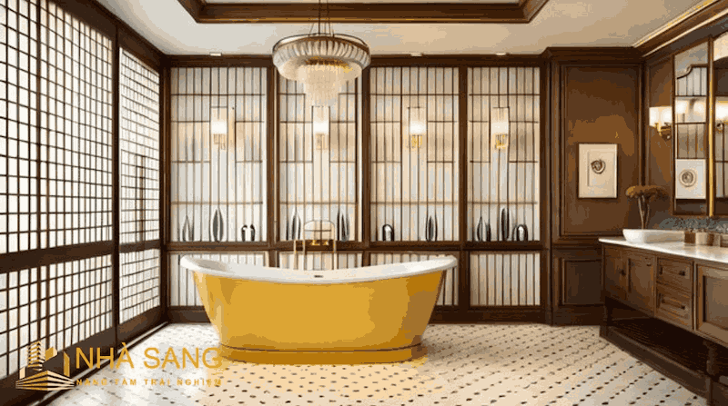 Phòng tắm phong cách Indochine đẳng cấp, sang trọng