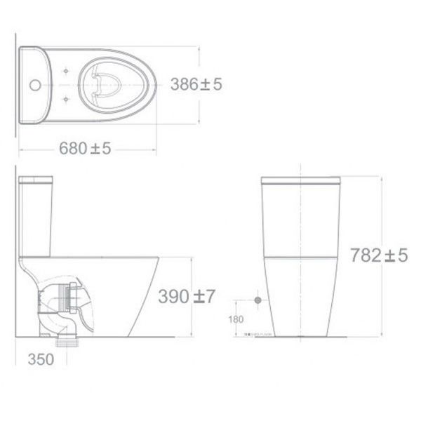 Bản vẽ kích thước bệt vệ sinh American Standard 2407-WT