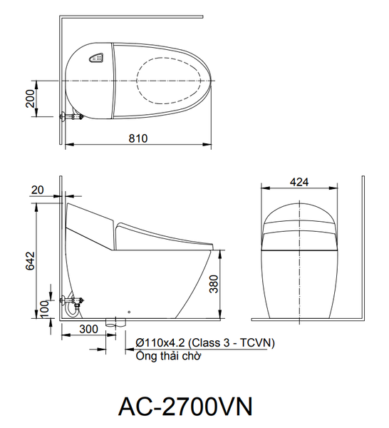 Bồn Cầu 1 Khối INAX AC-2700VN (AC-2700VN) Aqua Ceramic