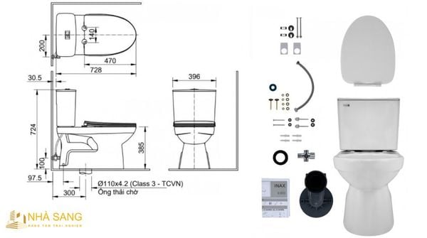 cau tao bo xa bon cau 2 nut nhan inax chi tiet