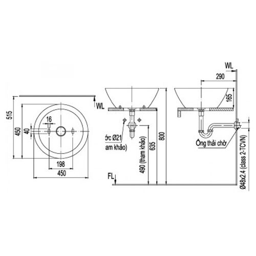 Chậu Rửa Lavabo Inax L-445V Hình Tròn Để Trên Bàn