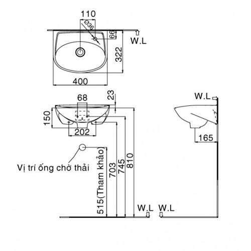 Chậu Rửa Lavabo Inax L-280V Gắn Tường Loại Nhỏ