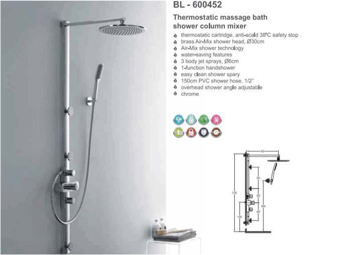 Sen cây tắm điều chỉnh nhiệt độ BELLO BL- 600452 sang trọng, tiết kiệm nước