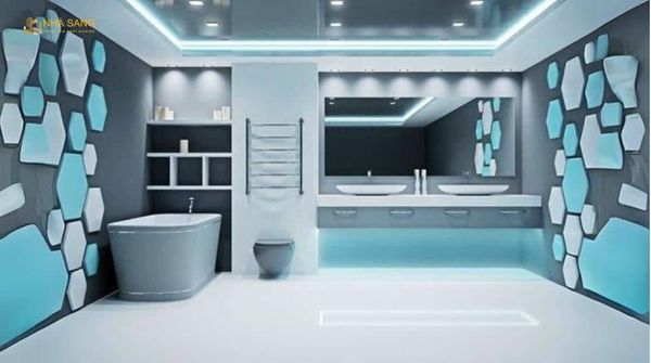 thiet ke phong tam hitech voi mau sac tuoi sang