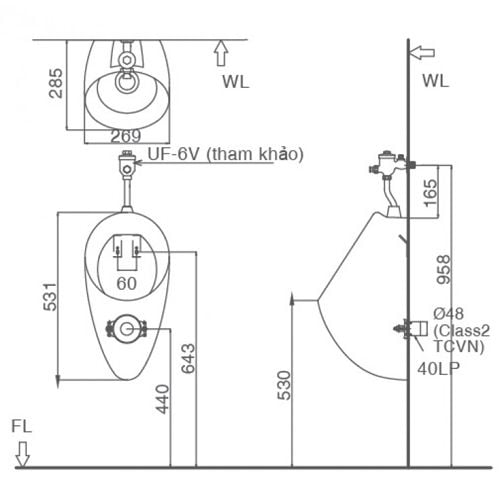 Bồn Tiểu Nam Treo Tường INAX U-417V