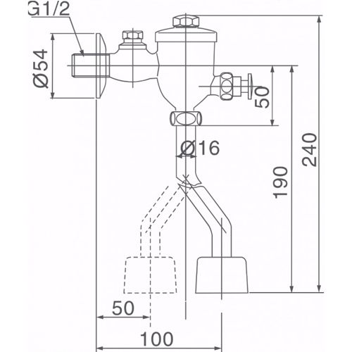 Van Xả Nhấn Bồn Tiểu INAX UF-8V (UF-6V) Ống Cong