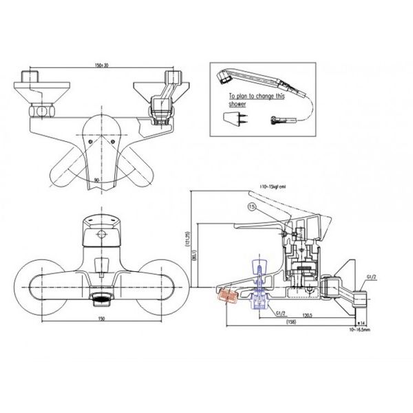 Vòi Hoa Sen Inax Chính Hãng BFV-1003S Nóng Lạnh