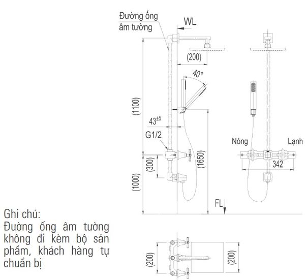 Vòi Sen Tắm Âm Trần Inax BFV-81SEHC