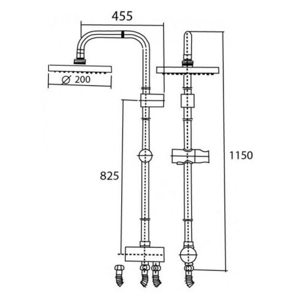 Bản vẽ kỹ thuật thân sen tắm cây American WF9071