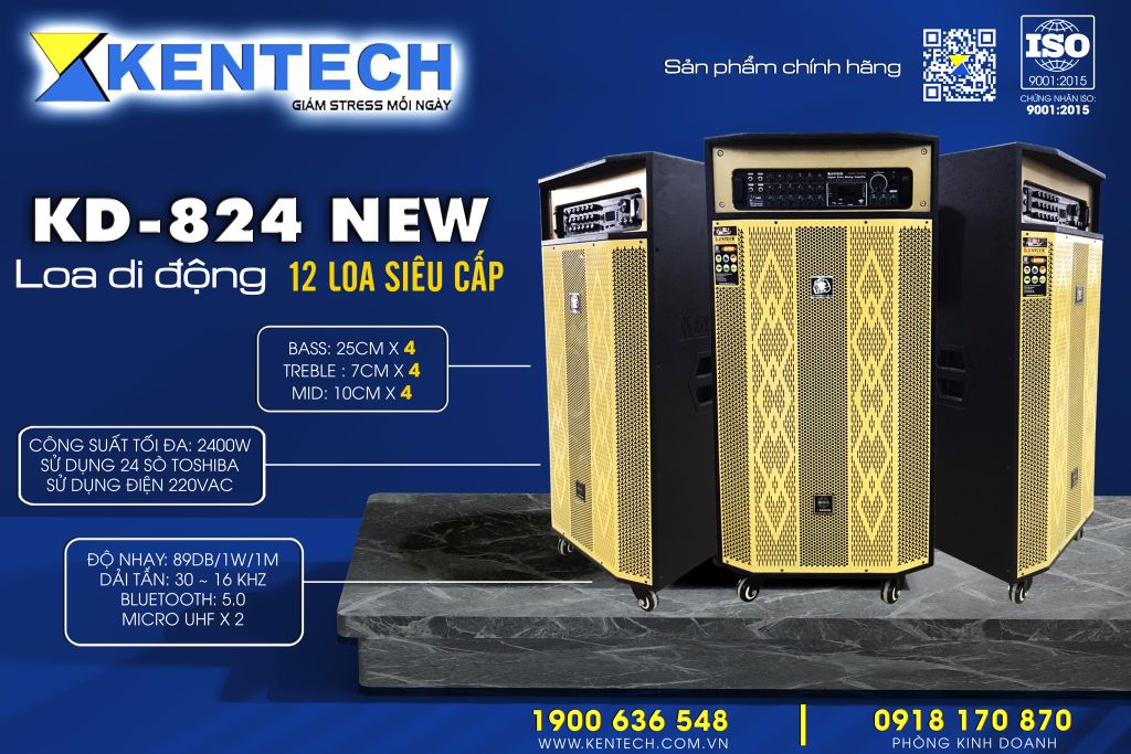 Loa kéo điện Kentech, công suất cao KD-824 NEW