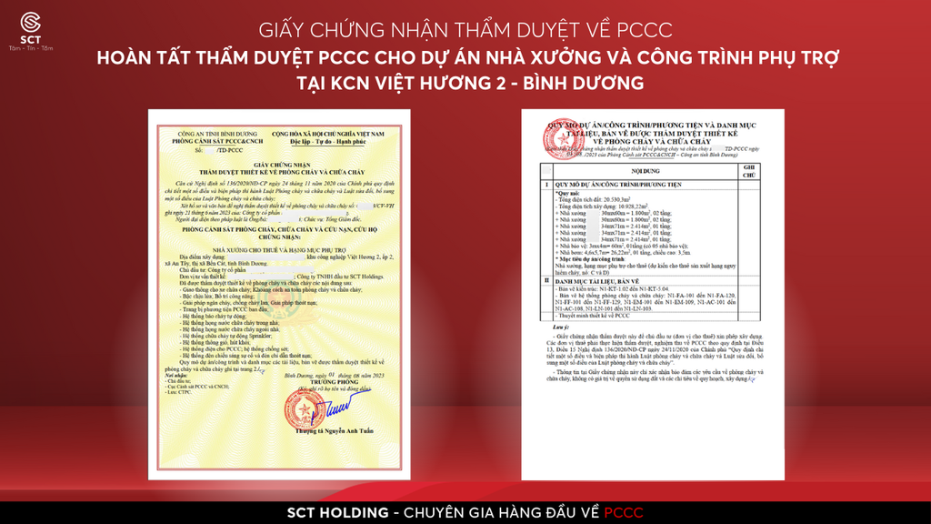 Hoàn Tất Thẩm Duyệt PCCC Cho Dự Án Nhà Xưởng Và Công Trình Phụ Trợ Tại KCN Việt Hương 2 - Bình Dương